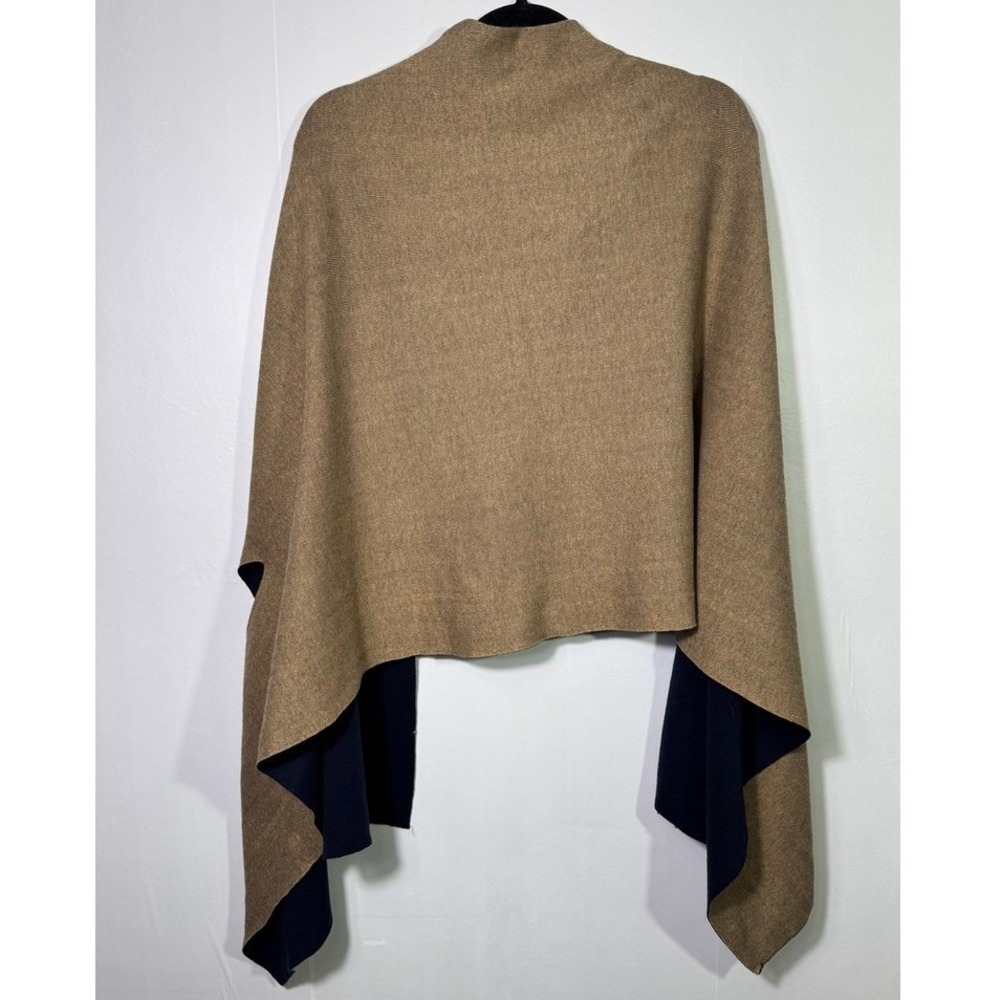 Chico's Reversible Travel Ruana Wrap Navy Blue/Tan One Size NWOT Minimalist Fall - Picture 9 of 12
